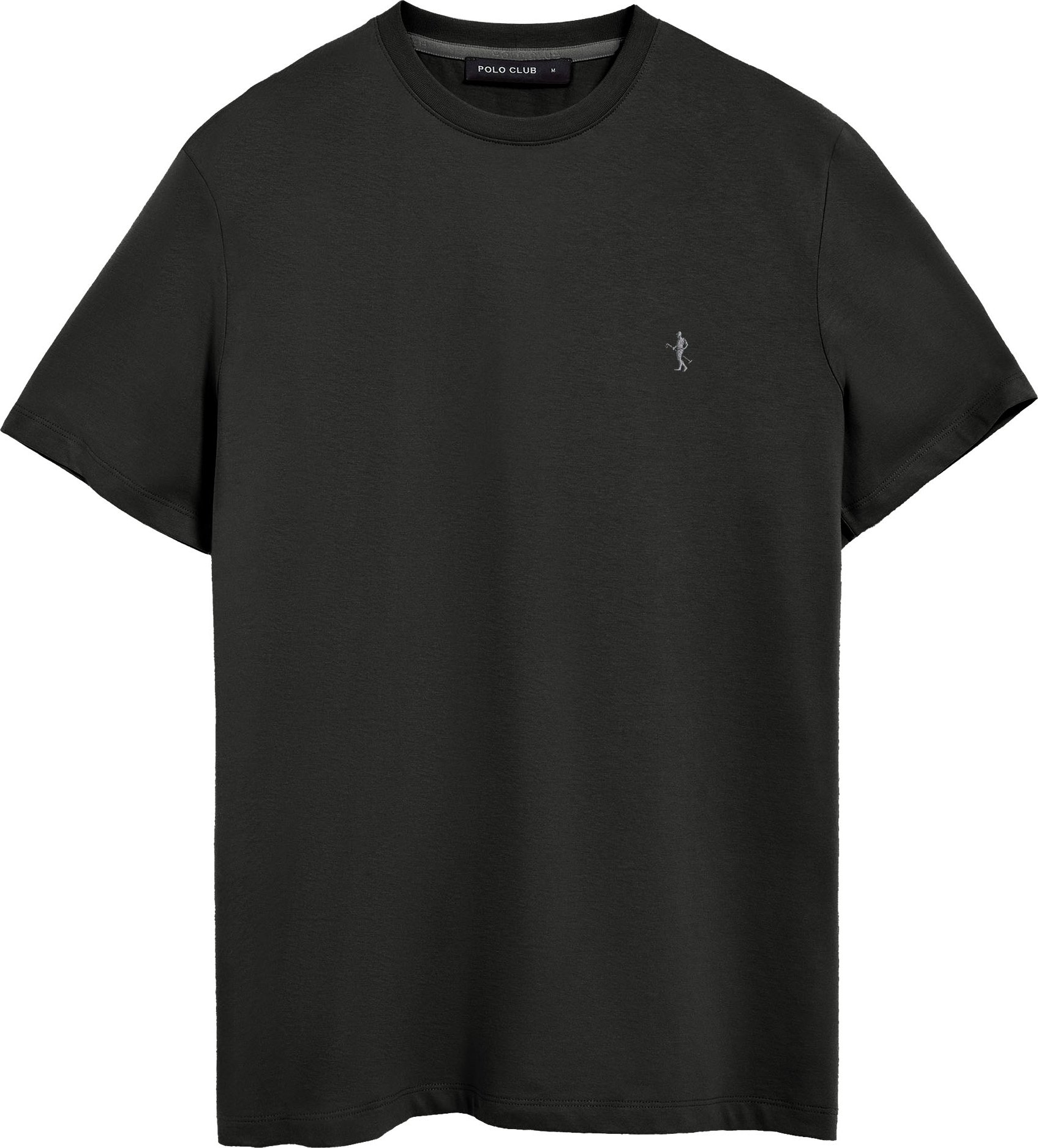 Basic-T-Shirt schwarz mit Rundhalsausschnitt und gesticktem Rigby Best-Logo