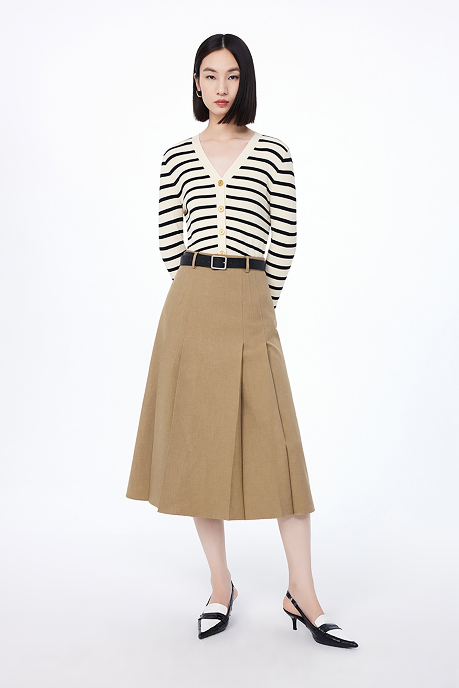 LILY BUSINESS FASHION GESTREIFTE STRICKJACKE DAMEN OFF-WHITE