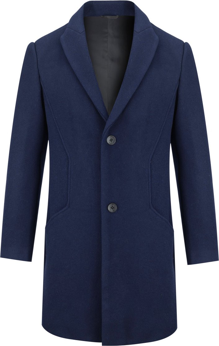 Herren Lang Slim Fit Winter Warm Business Wollmantel Blau