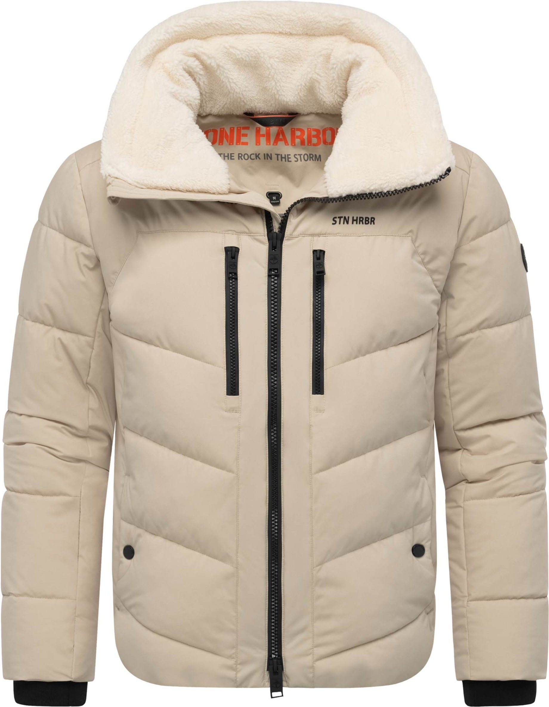 Stone Harbour Herren Steppjacke Ansello mit Teddyfleece-Kragen & Fleecefutter
