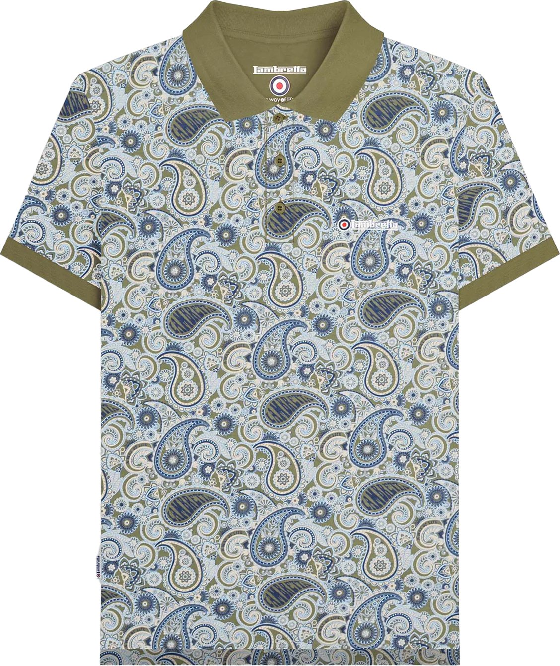 Lambretta - "SS25" Poloshirt Mit Markenzeichen für Herren (Khaki/Marineblau)