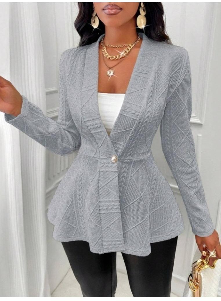 Thumbnail - Damen Peplum-Cardigan mit einem Knopf und Struktur