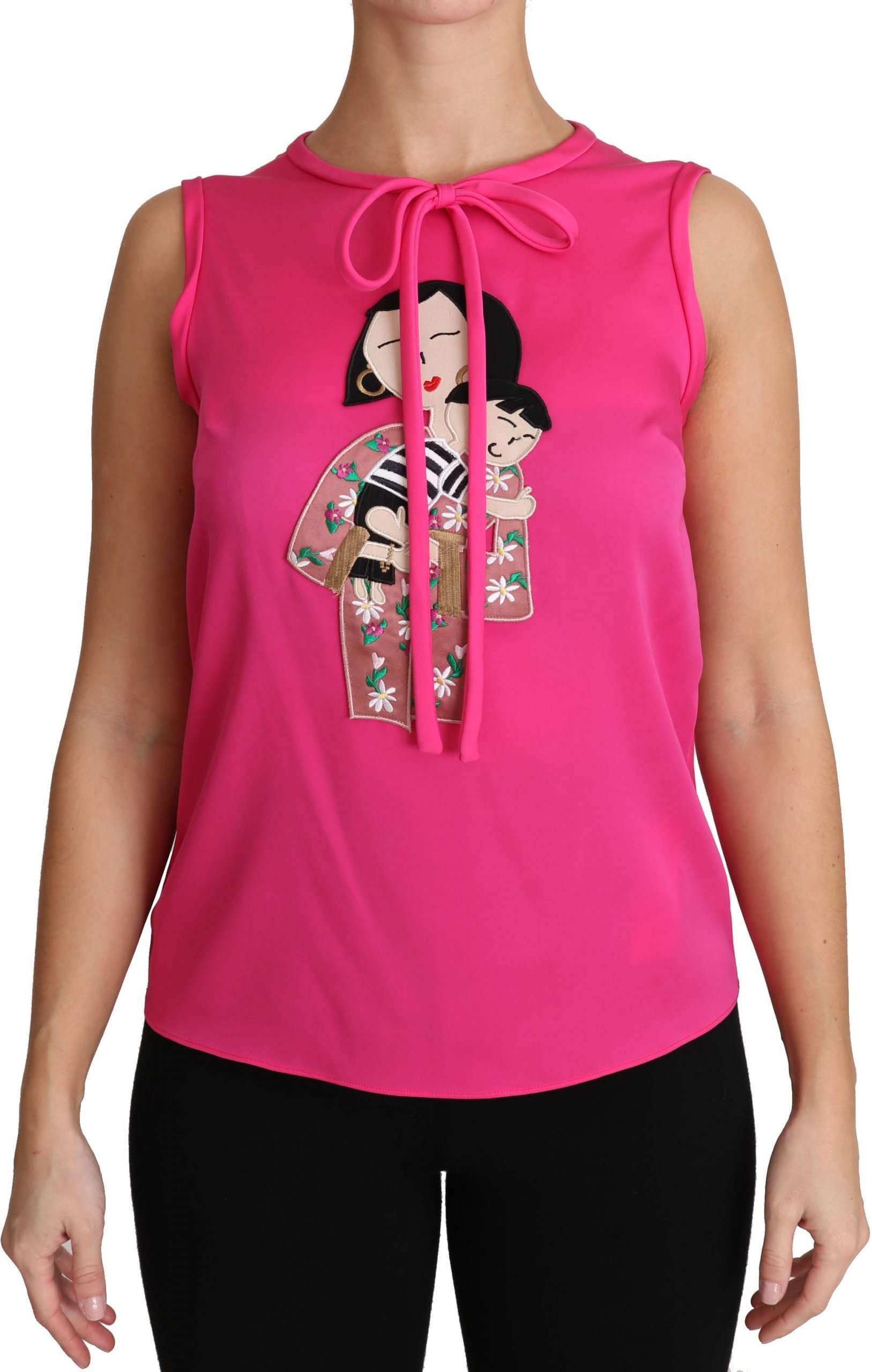 Dolce & Gabbana Pink Family Seiden-Tank Mama Bluse Top Shirt
