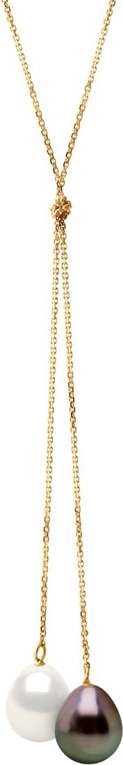 Halskette You & Me – Design KNOT – 2 echte Zuchtperlen Birne 9-10 mm