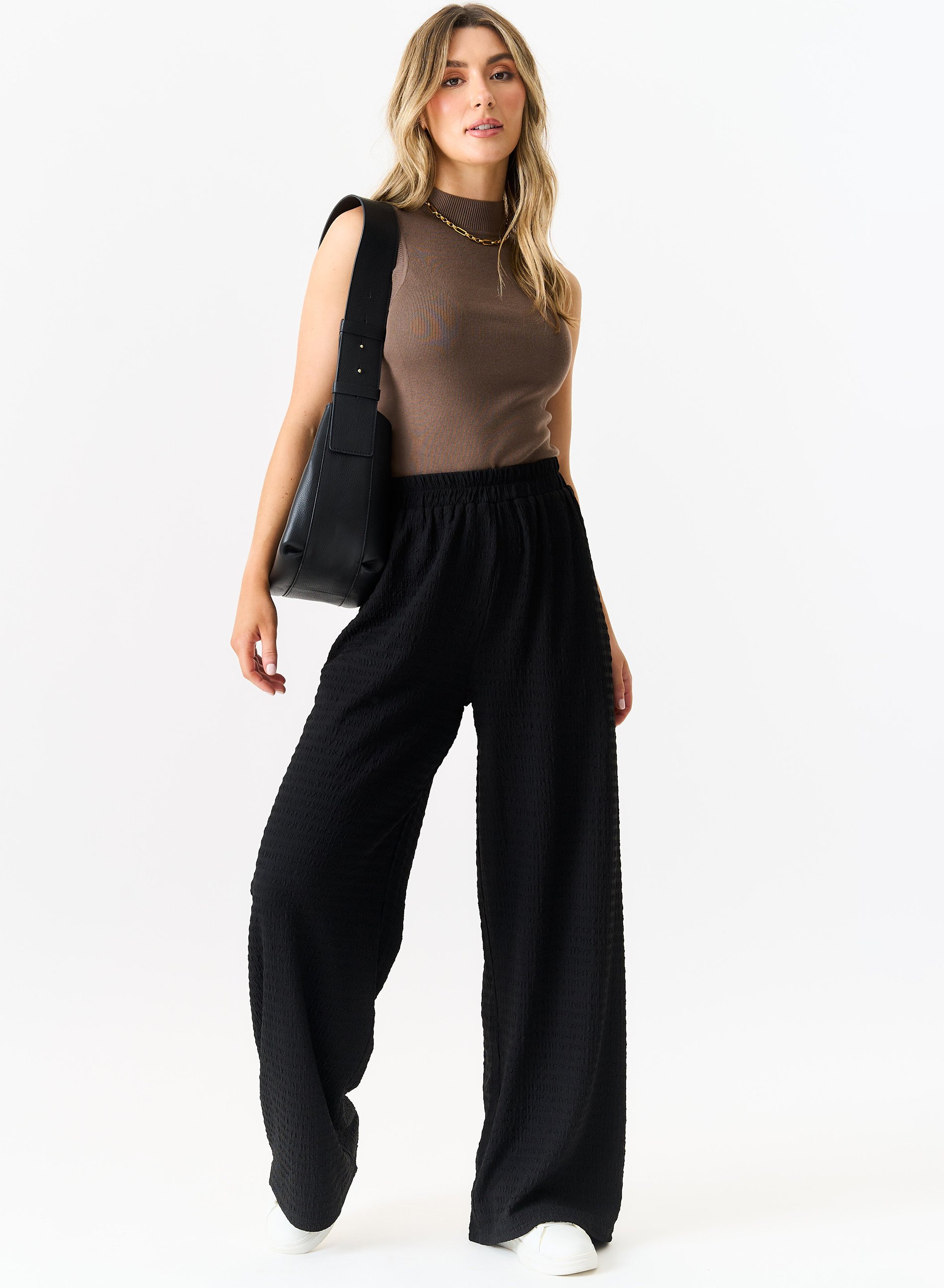 Texturierte Hose mit elastischem Bund