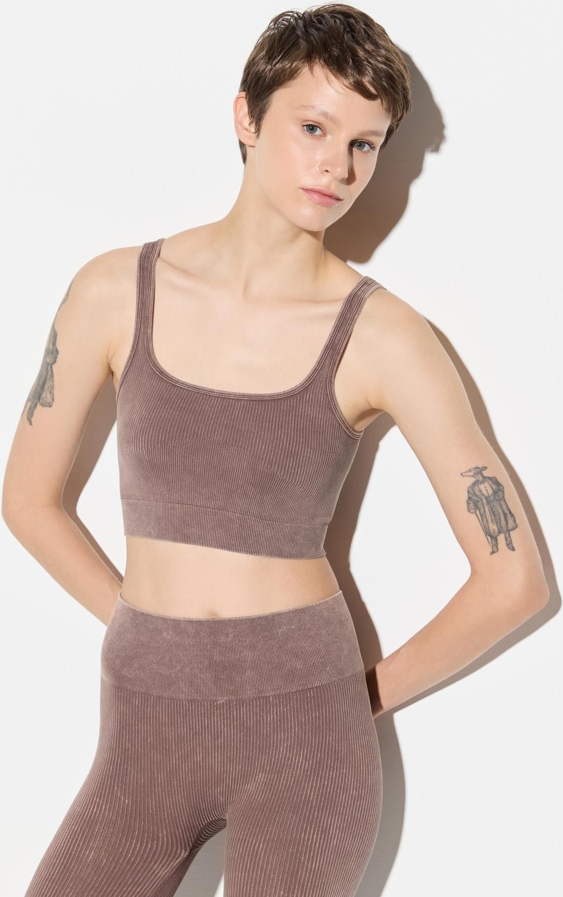 Dünner Träger Sport-BH - Kaffee