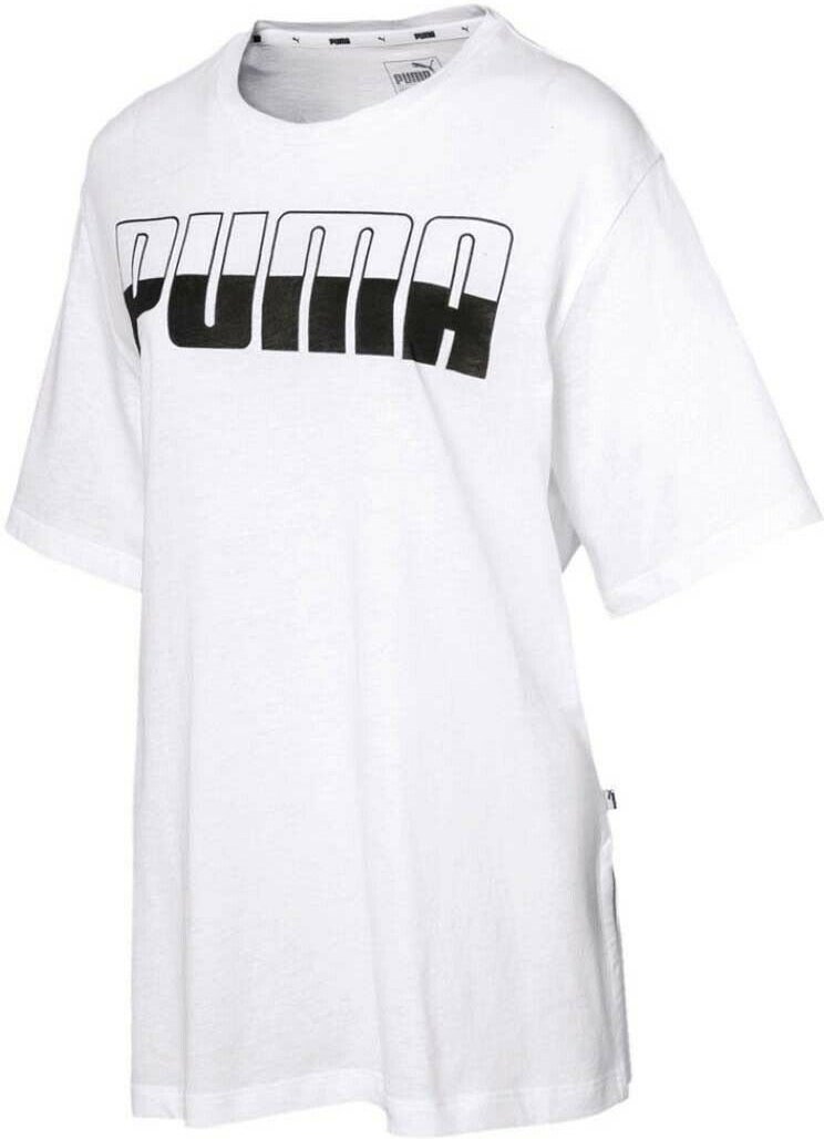 Puma Rebel Boyfriend Logo weiße Damen T-Shirt Top 855056 02