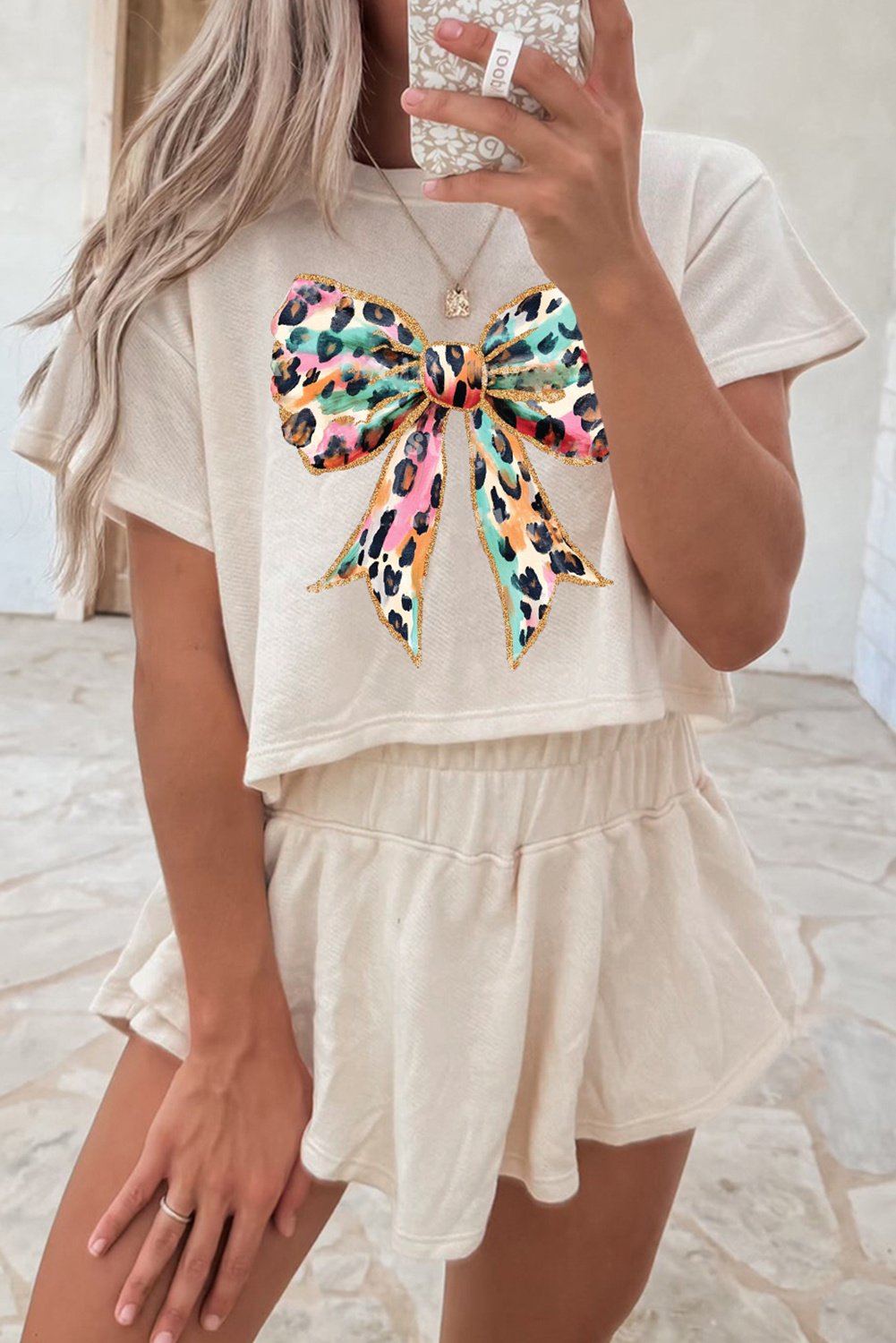 Schleifenmuster Shorts Set