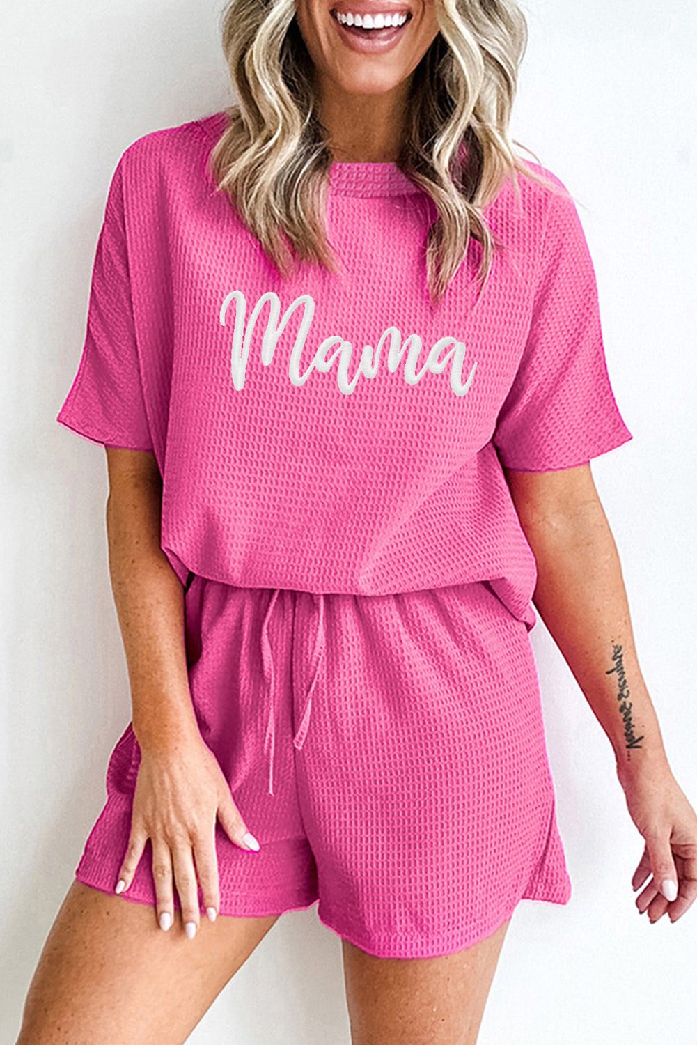 Mama Waffle-Strick Loungewear-Set