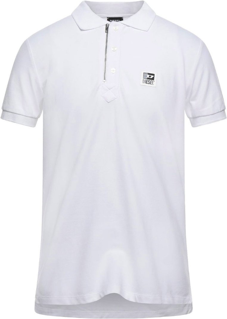 Diesel T-Harry Weißes Poloshirt mit Reißverschluss