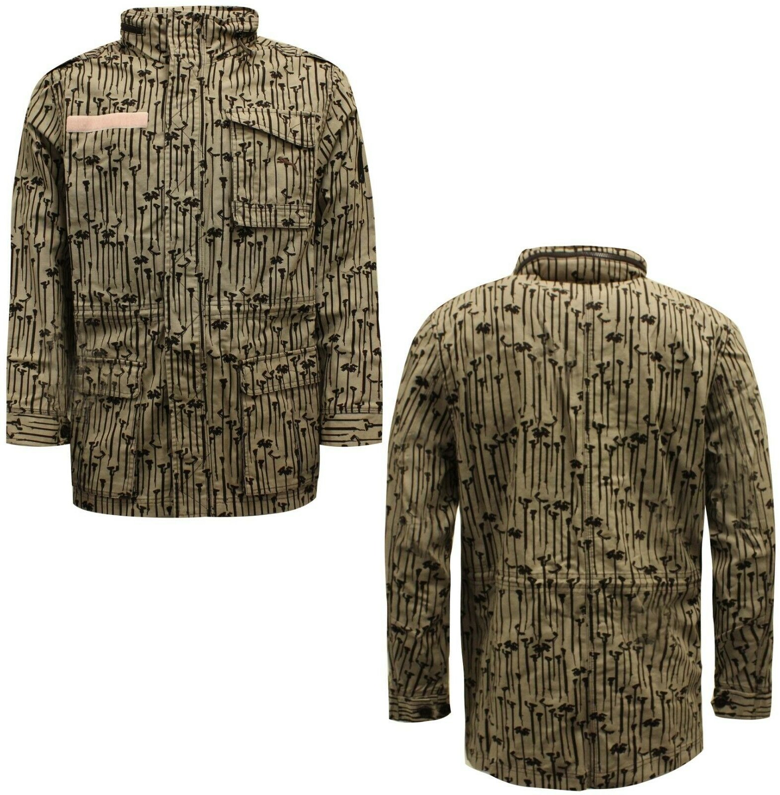 PUMA MENS MID LIGH LANGE RISH UP PARKA JACKE BEGE 547793 02 A44E