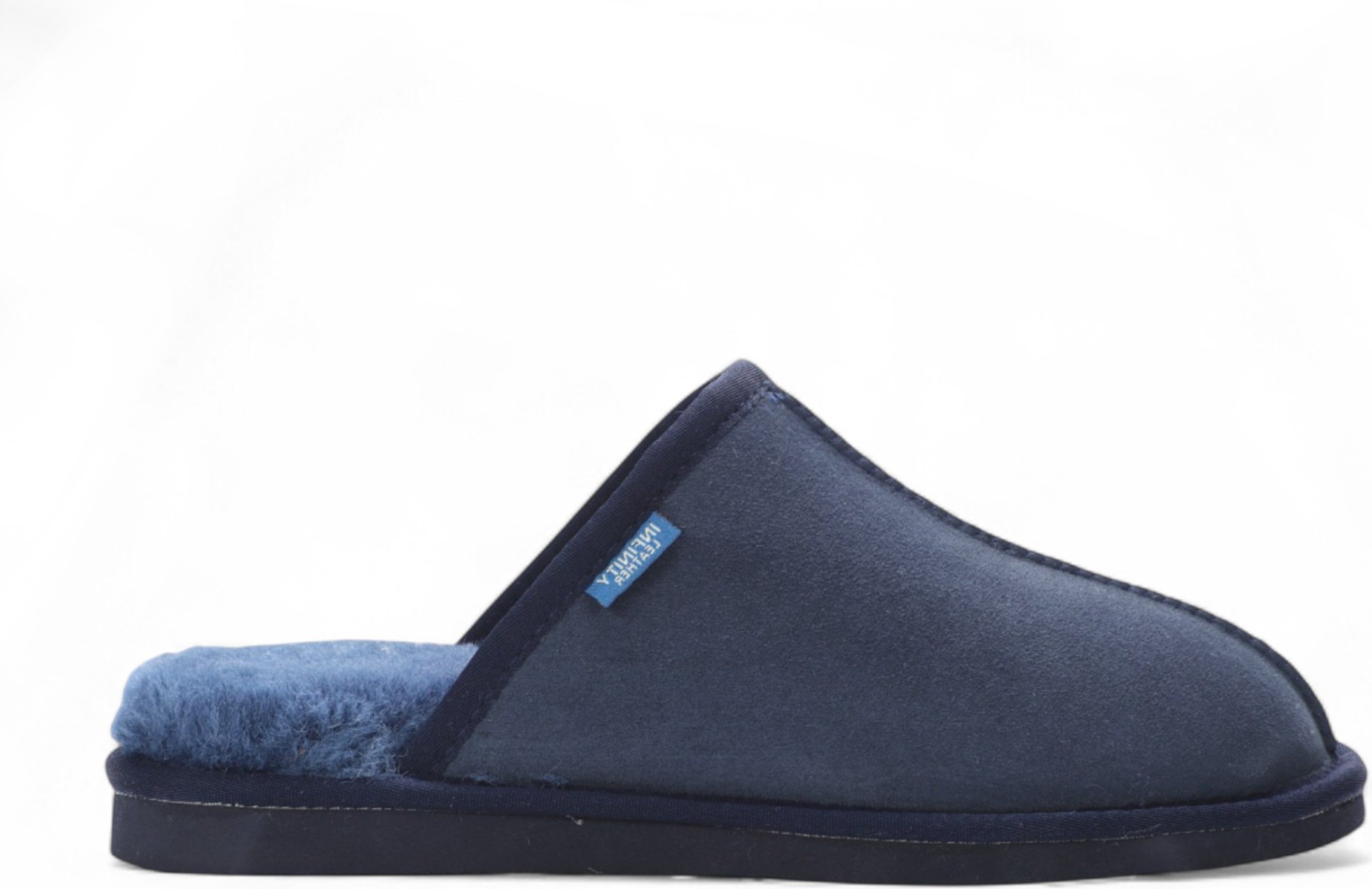 Herren Pantoletten aus echtem Schaffell, marineblau, Wildleder, für den Winter, warm, rutschfest – Highland