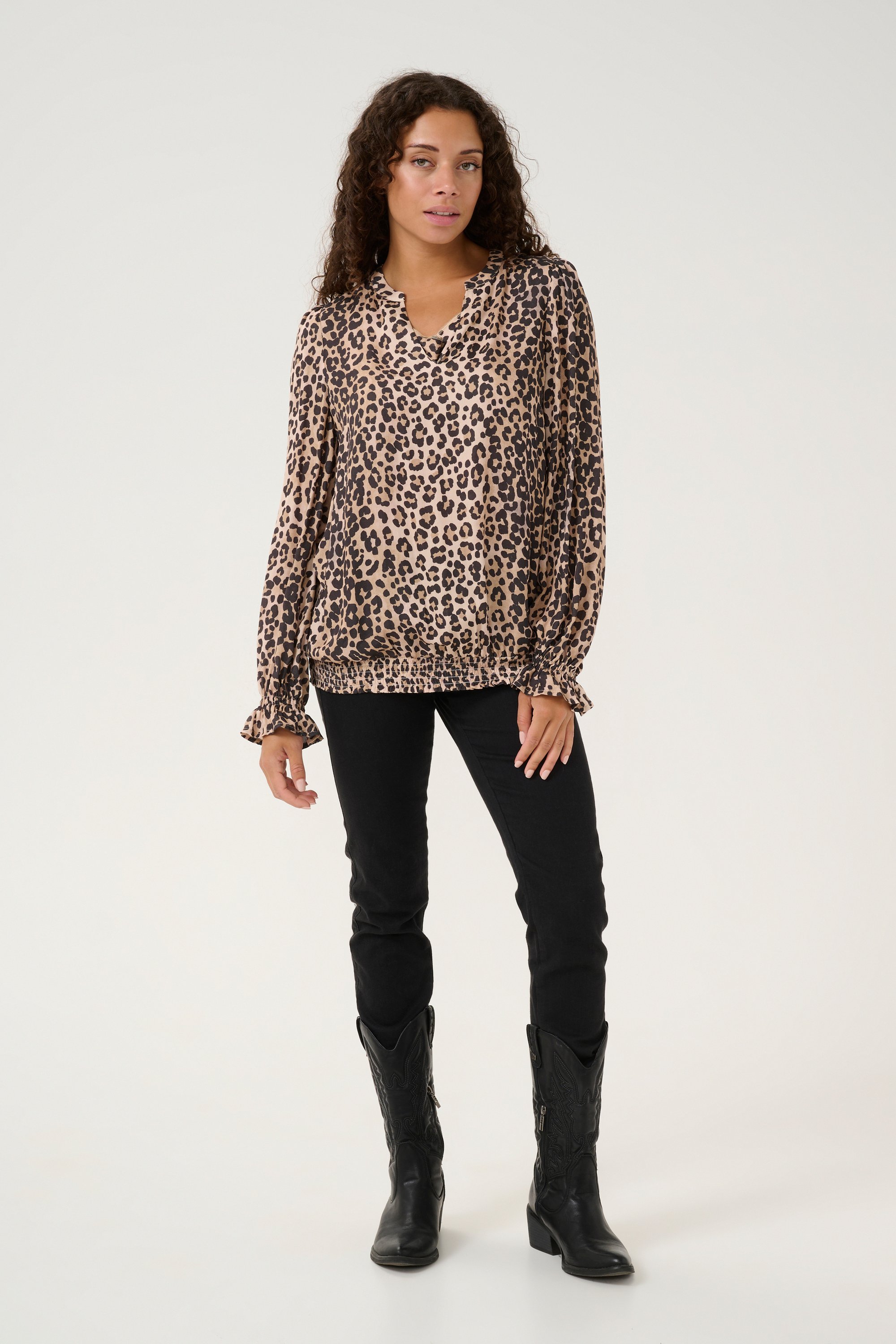 Langarm-Bluse Relaxed fit Leopard