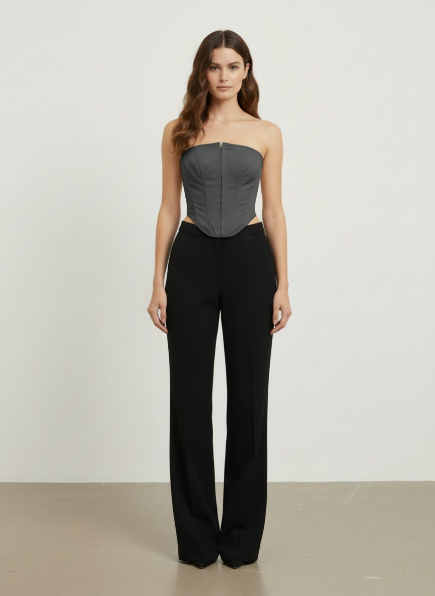 Schwarzes Bardot-Korsett-Top