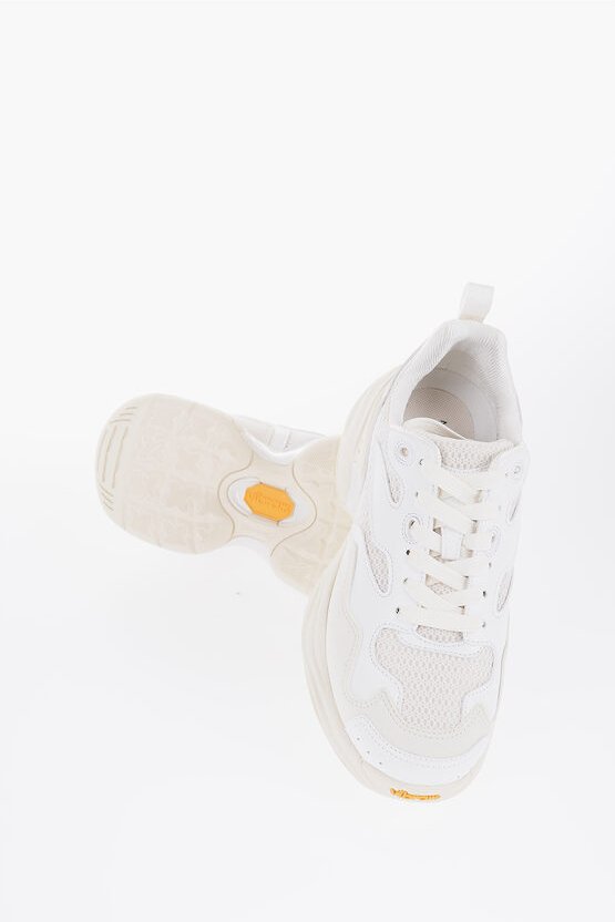 CROQUIS Einfarbige Low-Top-Sneaker aus Mesh und Wildleder in Weiß