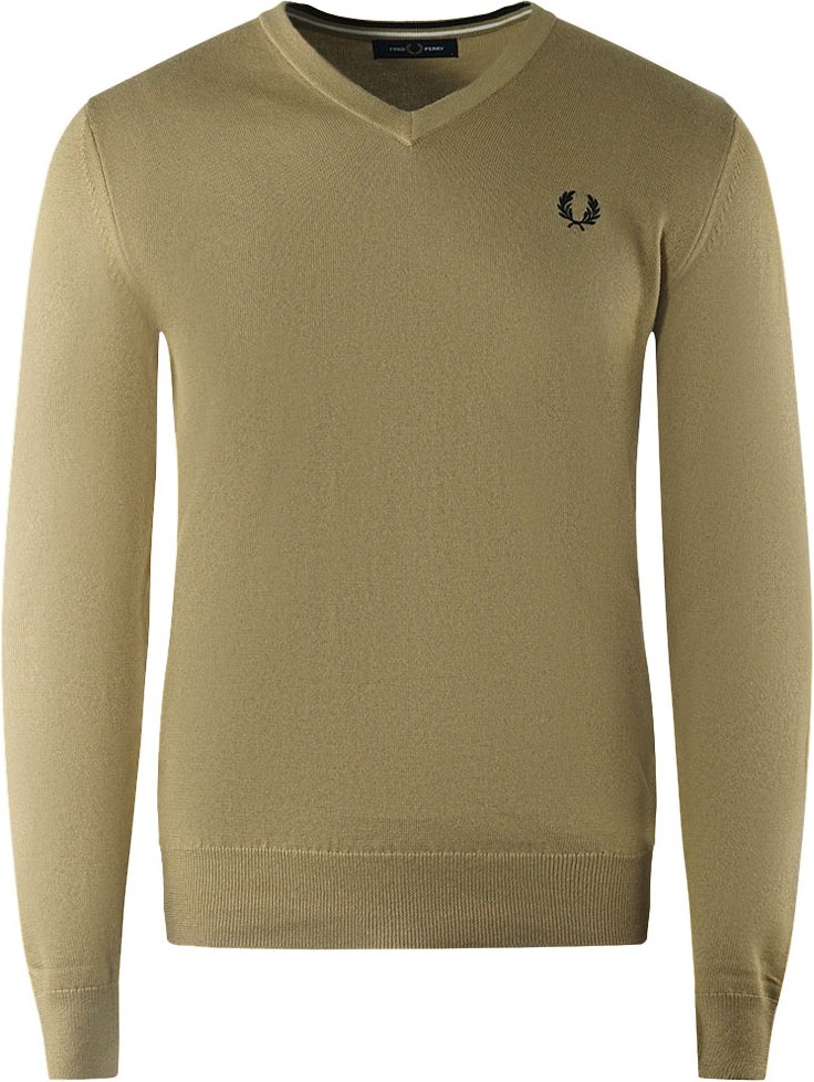 Fred Perry Warm Stone Beige V-Neck Jumper