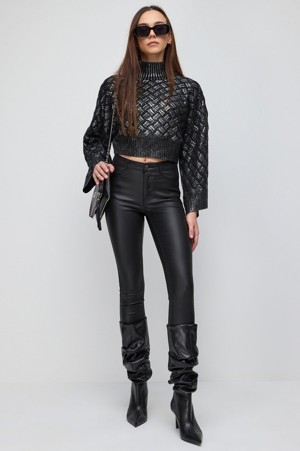 Bedruckter Crop-Pullover