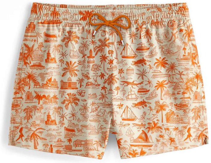 "Palm Tree Orange" Badeshorts