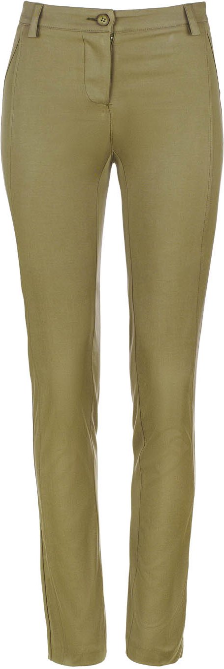 Olivfarbene taillierte Hose in voller Länge