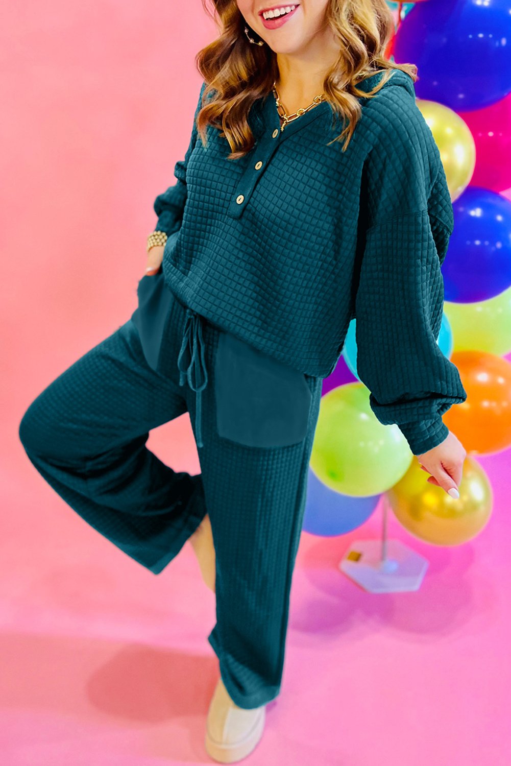 Waffelstrick-Hosenanzug