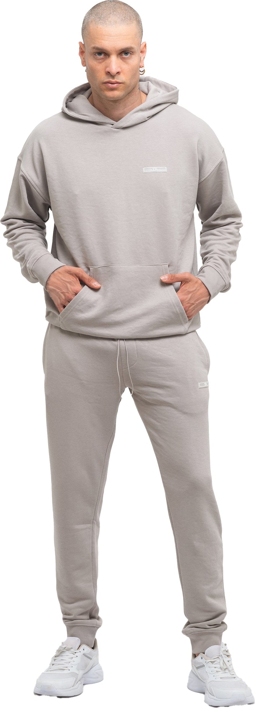 Tom Barron Herren-Trainingsanzug-Set mit Logo-Badge, Oversize