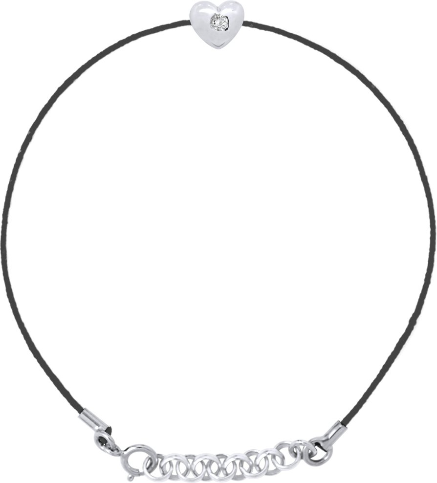 DIADEMA - Armband - Schwarzes Nylon - Herz - Echter Diamant