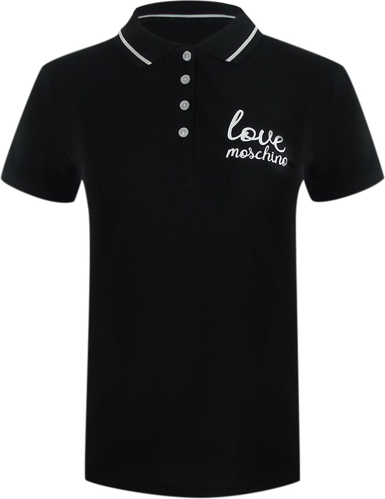 Schwarzes Poloshirt Mit Moschino-logo