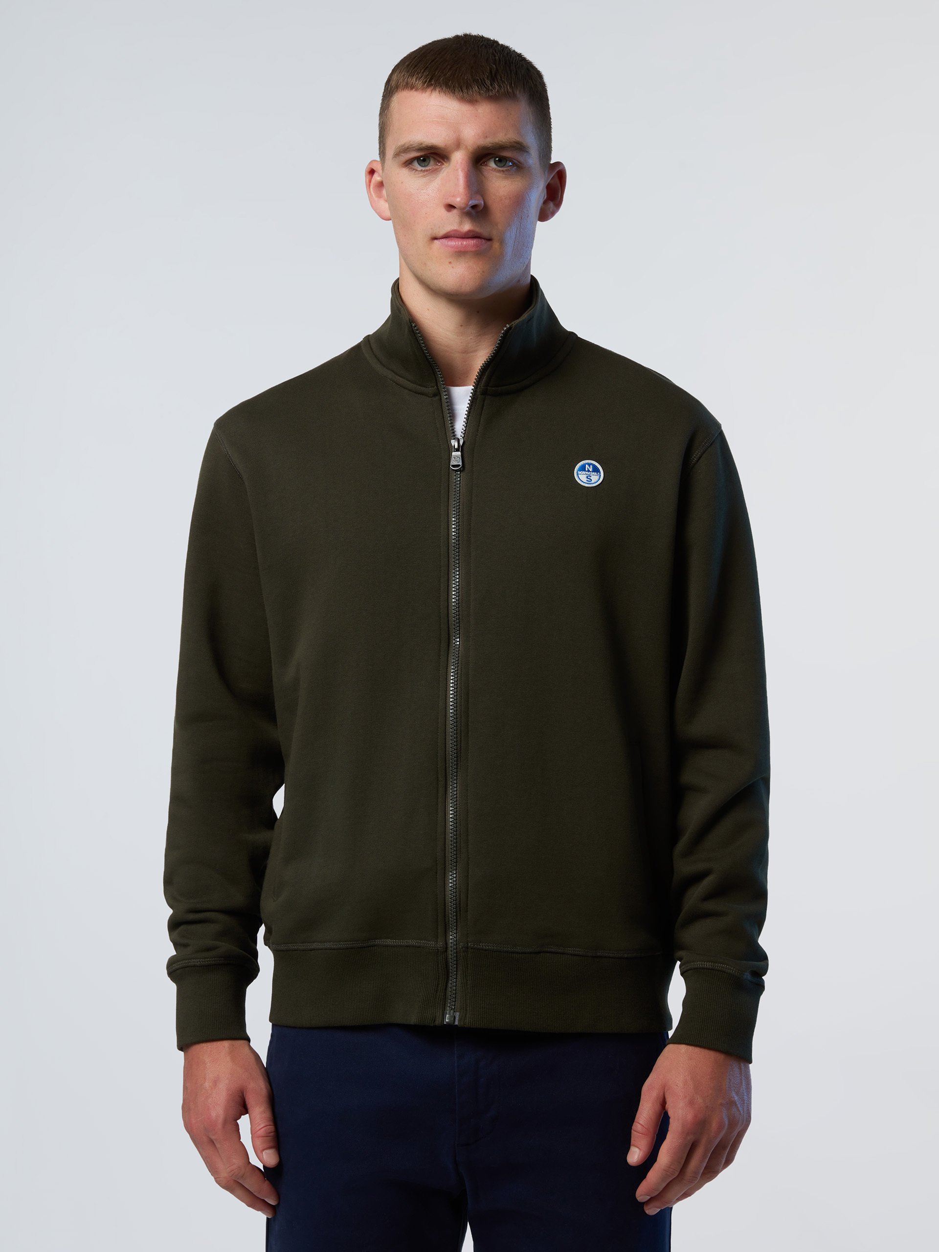 North Sails Sweatshirt Durchgehender Reißverschluss mit Logo-Patch