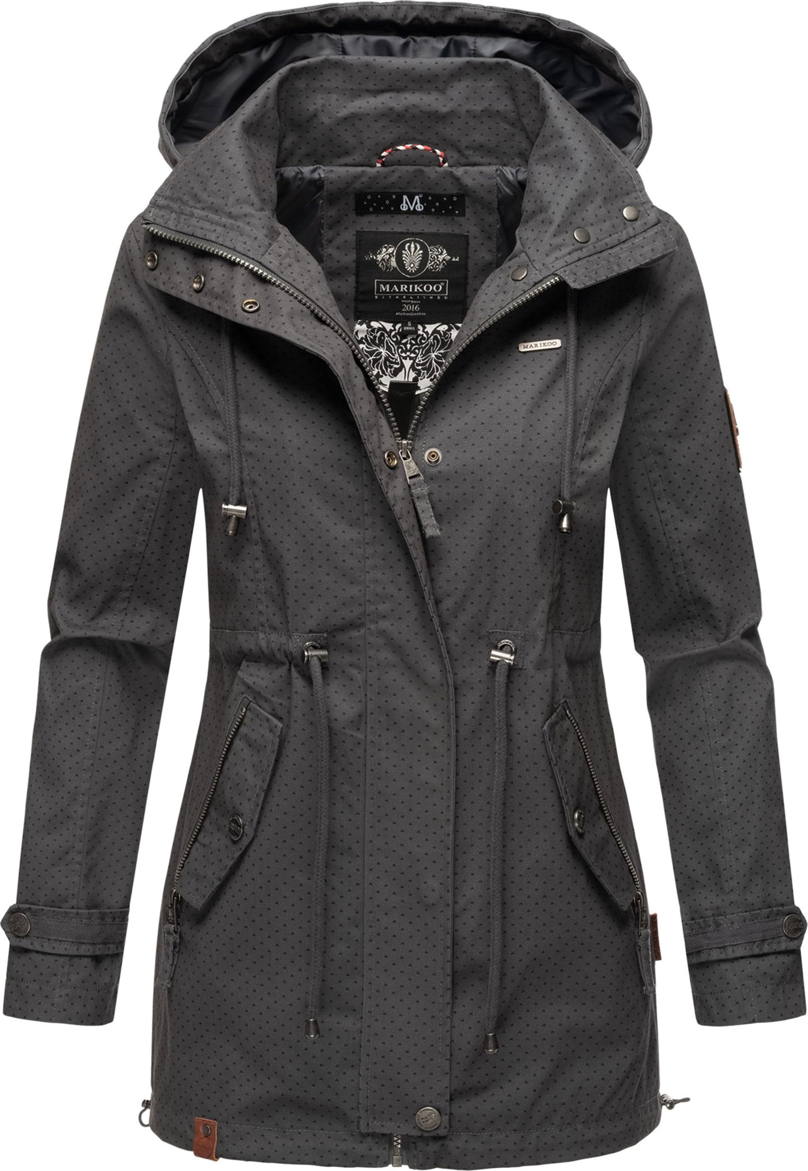 Marikoo leichte Damen Übergangsjacke mit abnehmbarer Kapuze