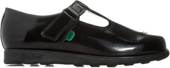 Kickers Junior Fragma T-Bar Patent Schuhe für Mädchen in Schwarz