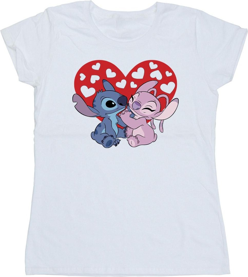 Disney - "Lilo & Stitch Hearts" T-Shirt für Damen (Weiß)