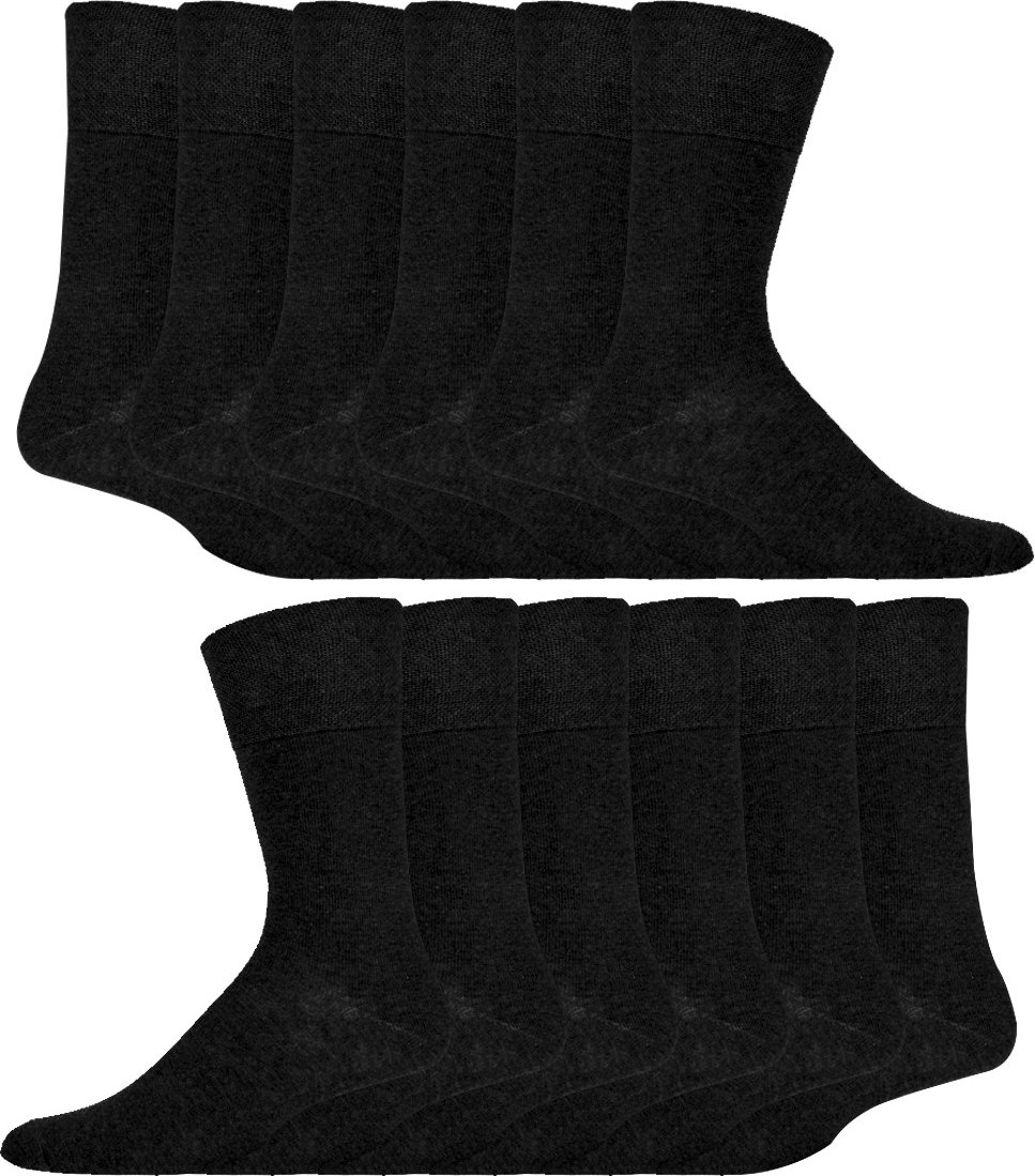 12 Paar Multipack Gentle Grip Top Diabetiker Socken | IOMI | Mid Calf Loose Top Non Elastic Cotton Socken mit Handlinked...