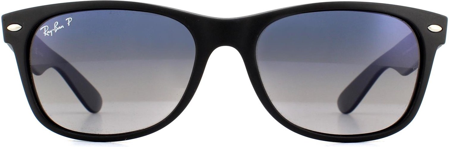 Ray-Ban Sonnenbrille New Wayfarer 2132 601S78 Matt Schwarz Grau Blau Polarisiert 55mm