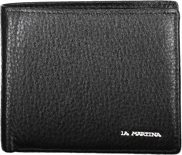 La Martina schwarze Lederbörse