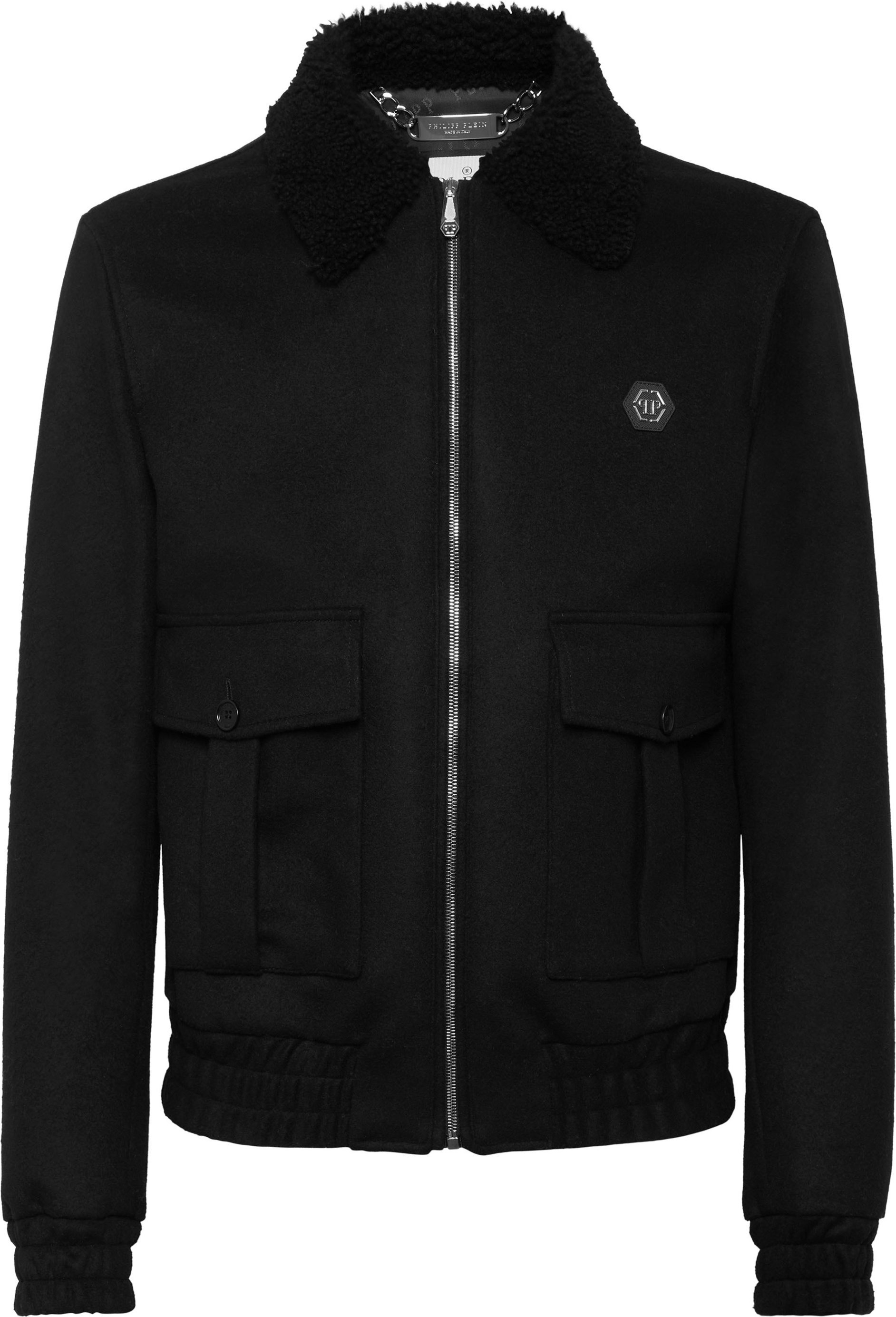 Fliegerjacke aus Wolle mit gerafftem Cape