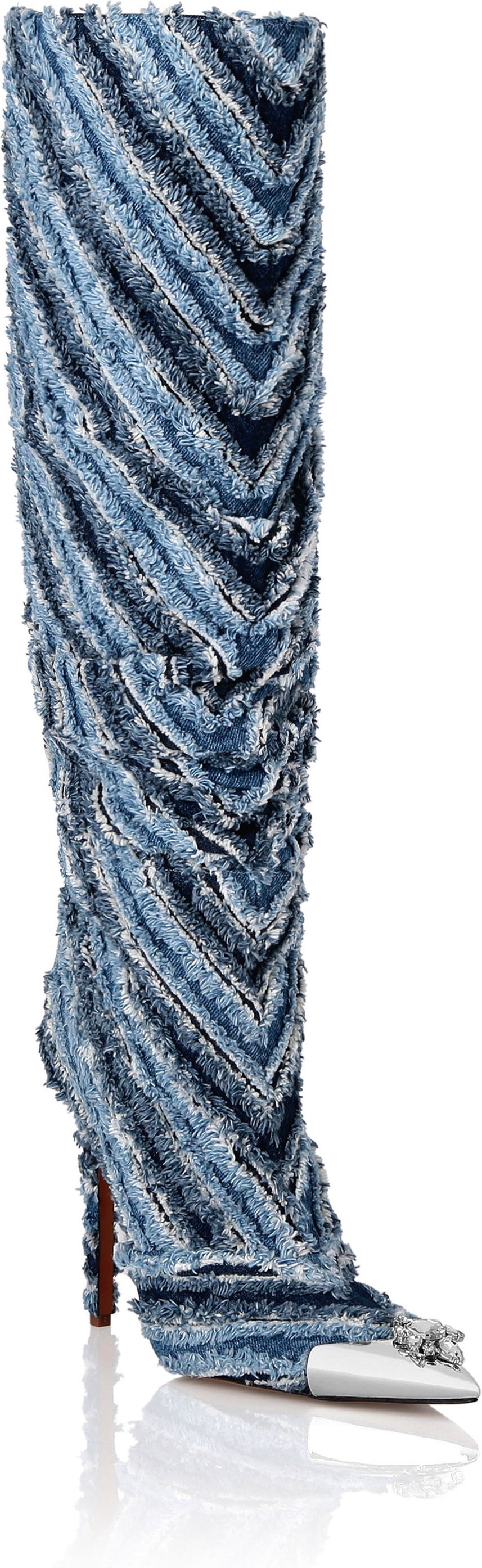 Mix Denim High Boots Hi-Heels