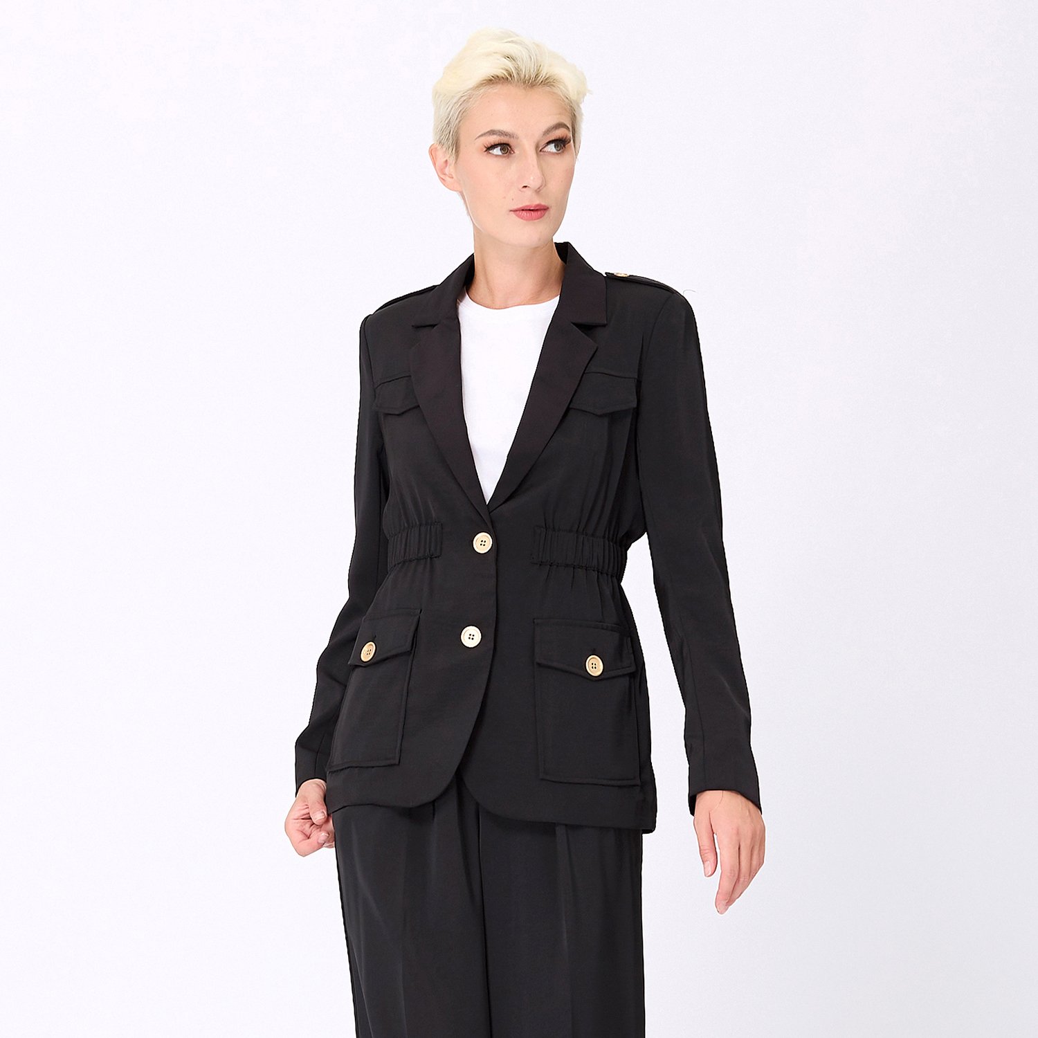 Safari-Blazer mit geraffter Taille