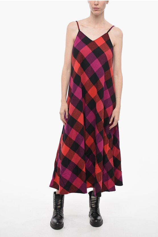 Kariertes ARCHIVE Longkleid in Pink