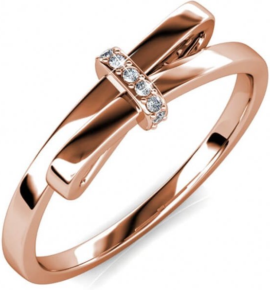 Ring mit leuchtender Schleife - Rose Gold und Kristall