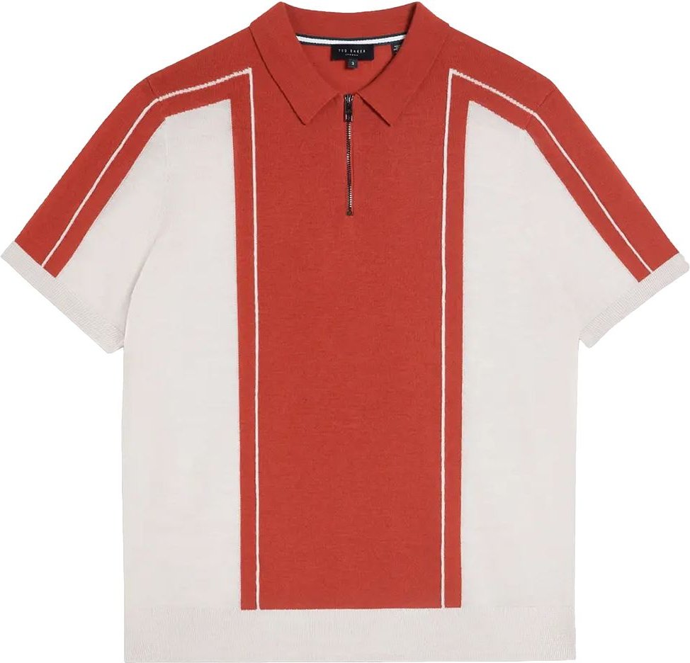 Ted Baker Jesty Mens Dark Red Wool Polo -Hemd