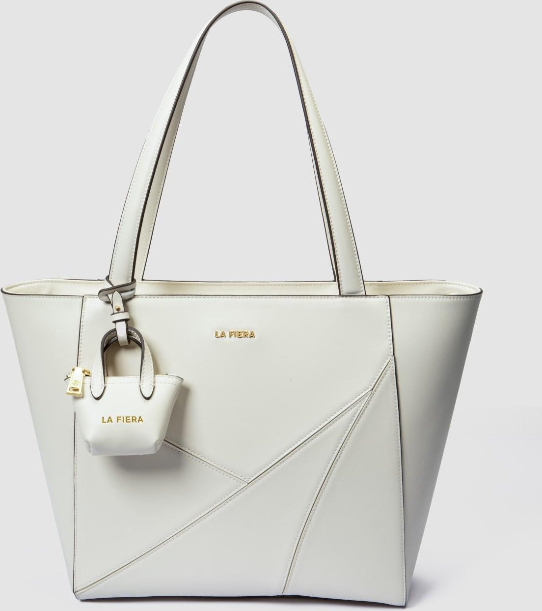 LA FIERA Leder Tote Bag in Cremeweiß