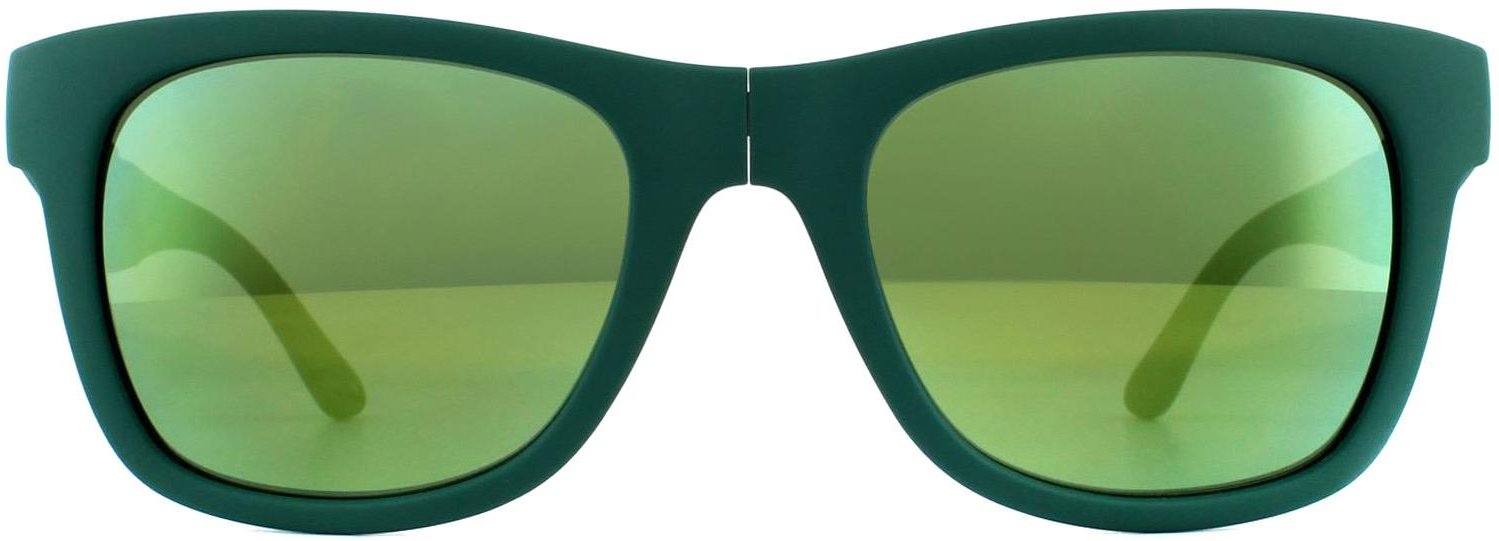 Lacoste Rechteckige Unisex Faltbare Mattschwarze Grüne Sonnenbrille