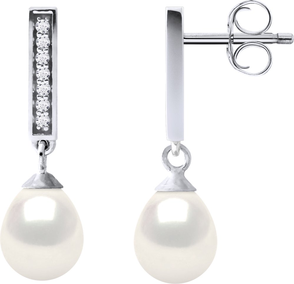 Ohrringe Hängeohrringe Süßwasserperlen 6-7mm Weiß Birnen Schmuck 925