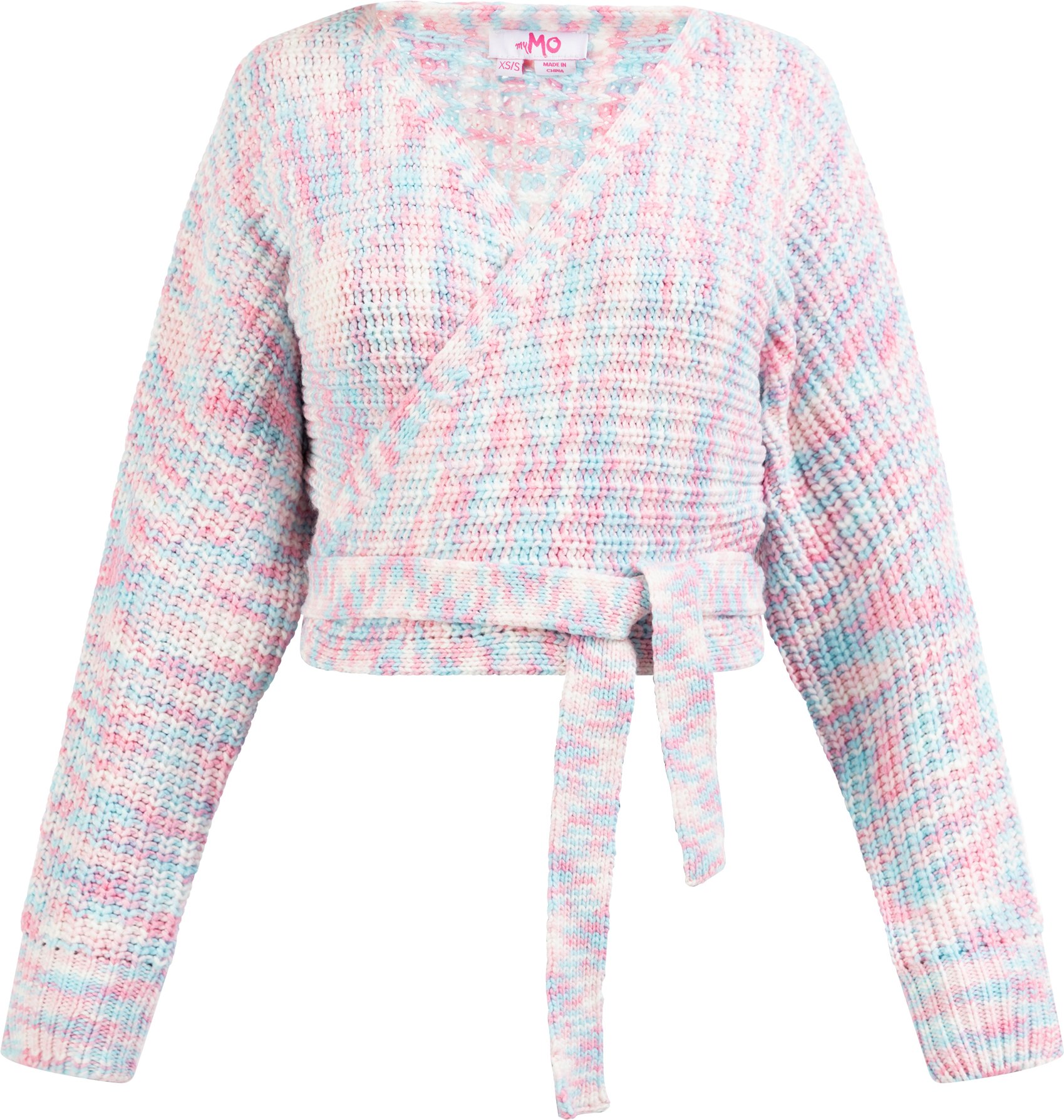 Mymo Wickeljacke aus Strick Damen Rosa Mehrfarbig