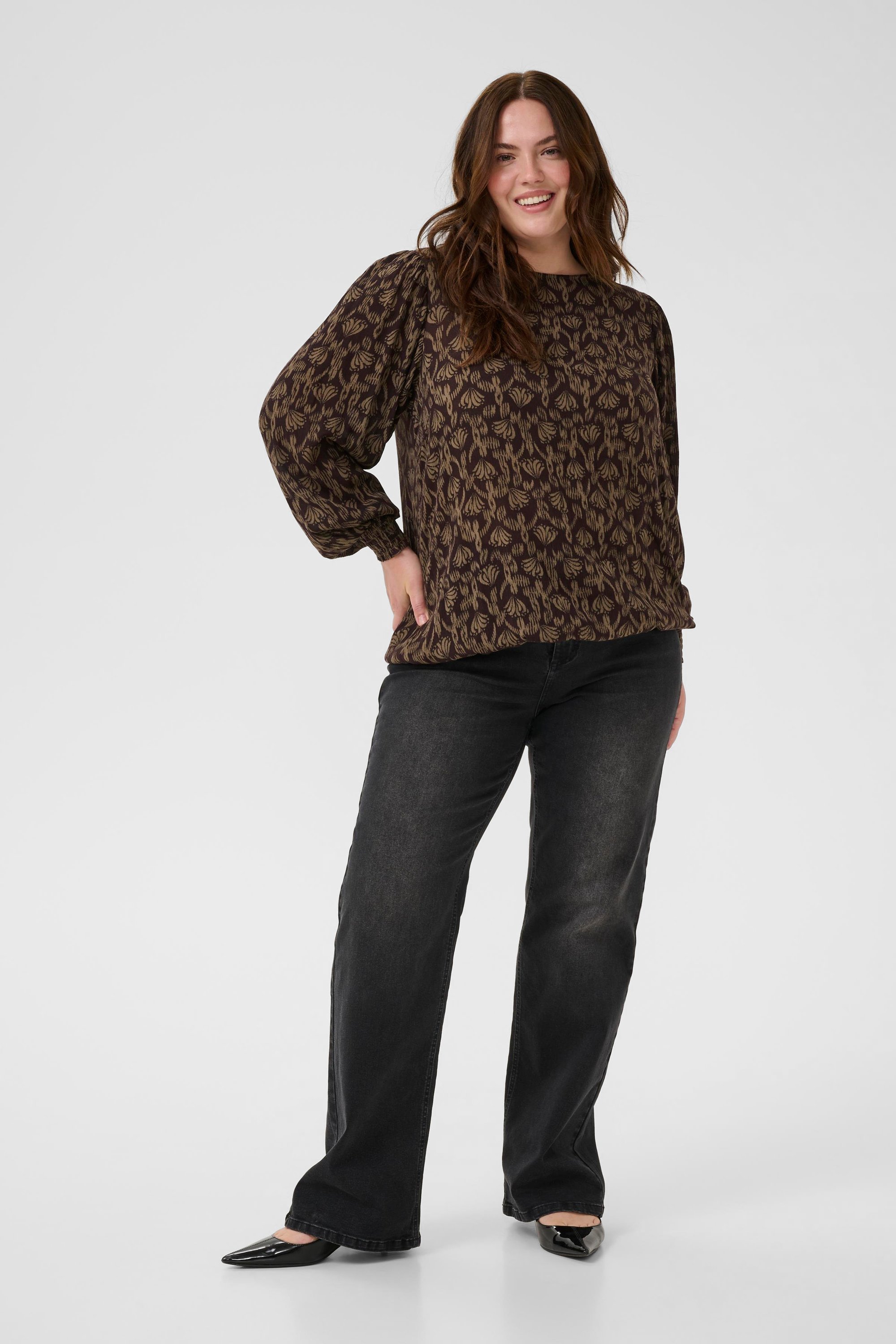 Langarm-Bluse KCrikke Langarm-Bluse Regular fit dark brown