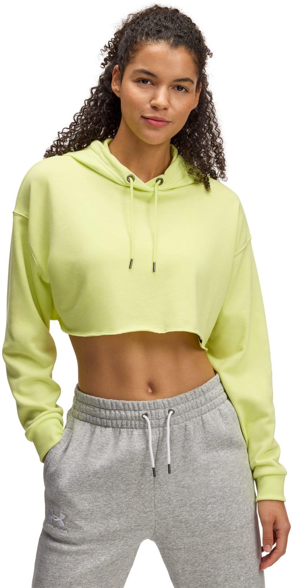 Under Armour - "Icon Terry" Kapuzenpullover für Damen, kurz geschnitten (Gelb)