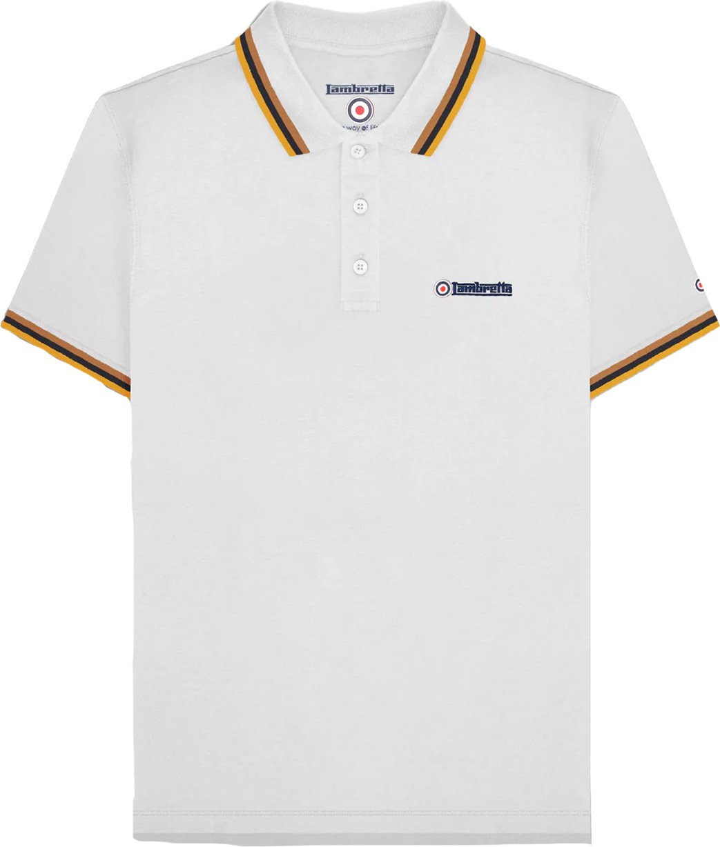 Lambretta - "SS25" Poloshirt für Herren (Weiß/Gold)
