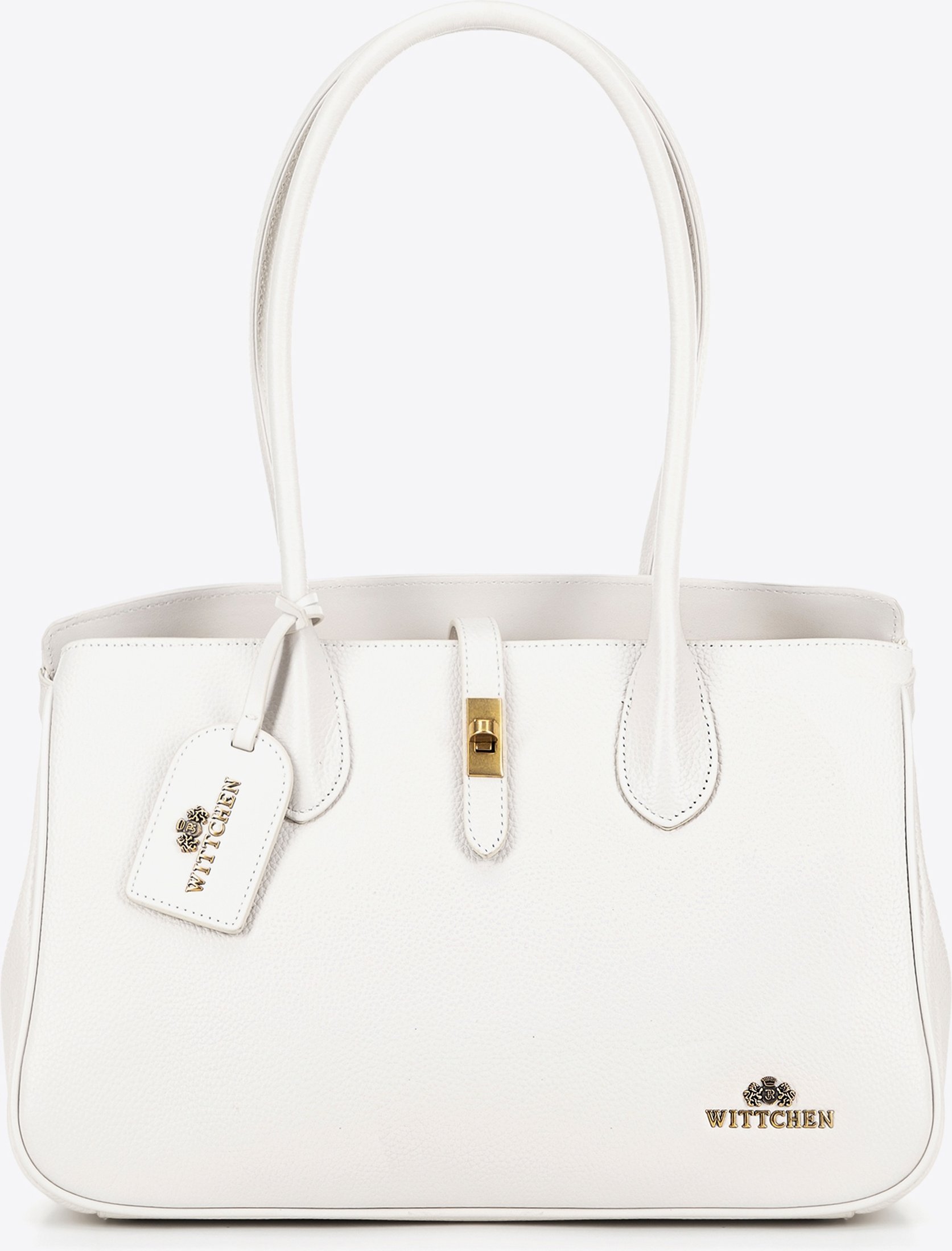 Wittchen Damen-Shopper-Tasche aus Leder mit Quaste, Cremeweiß, Echtleder