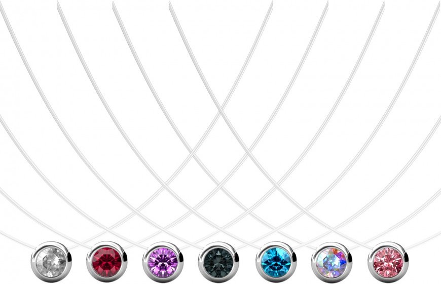 Box 7 Halsketten invisibles Mond Halskette - Silber und Multi