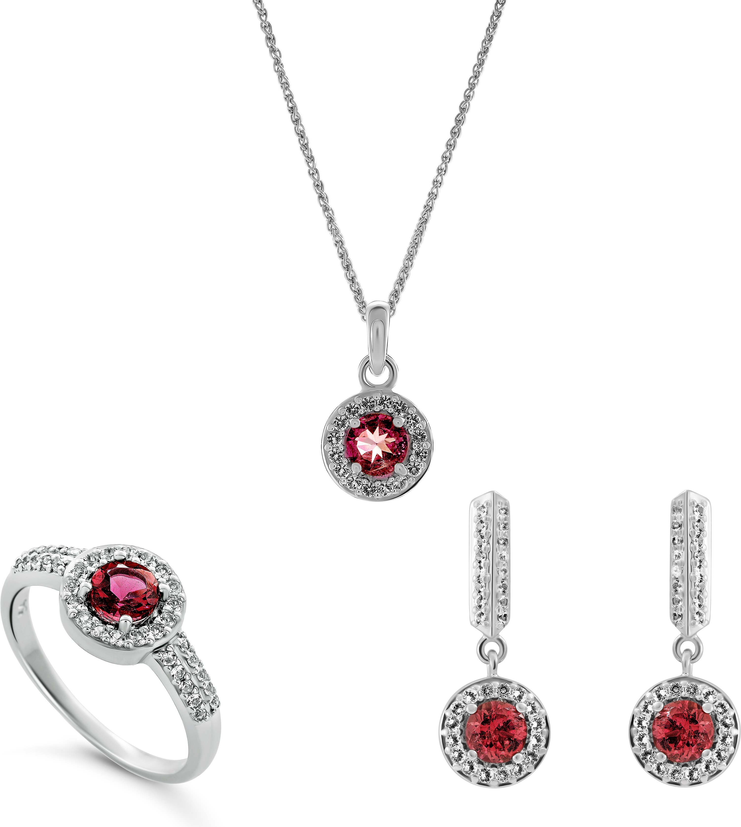 Orphelia 'Bristol' Damen 925 Sterling Silber Set: Halskette + Ohrringe + Ring - Silber SET-7579/P